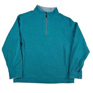 Tommy Bahama Men's Large 1/4 Zip Sweatshirt Mock Neck Pullover Pima Tencel Green